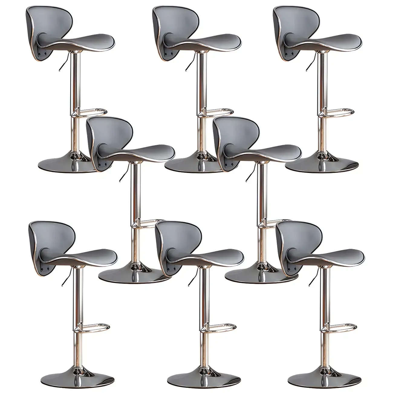Glam Adjustable Leather Swivel Bar Stools with Backrest for Home Image - 35