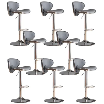 Glam Adjustable Leather Swivel Bar Stools with Backrest for Home Image - 35