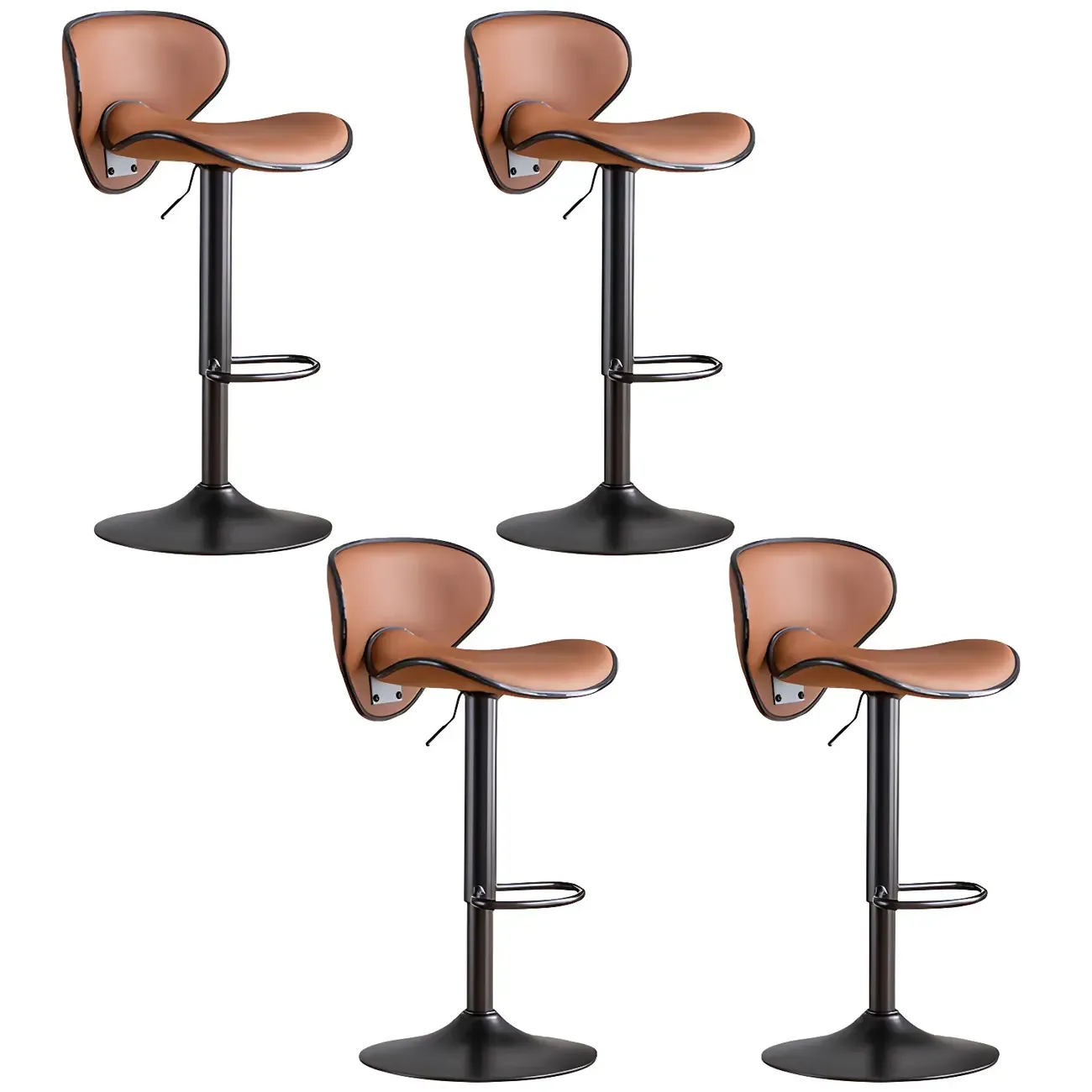Glam Adjustable Leather Swivel Bar Stools with Backrest for Home Image - 38