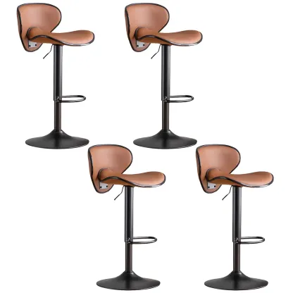 Glam Adjustable Leather Swivel Bar Stools with Backrest for Home Image - 38