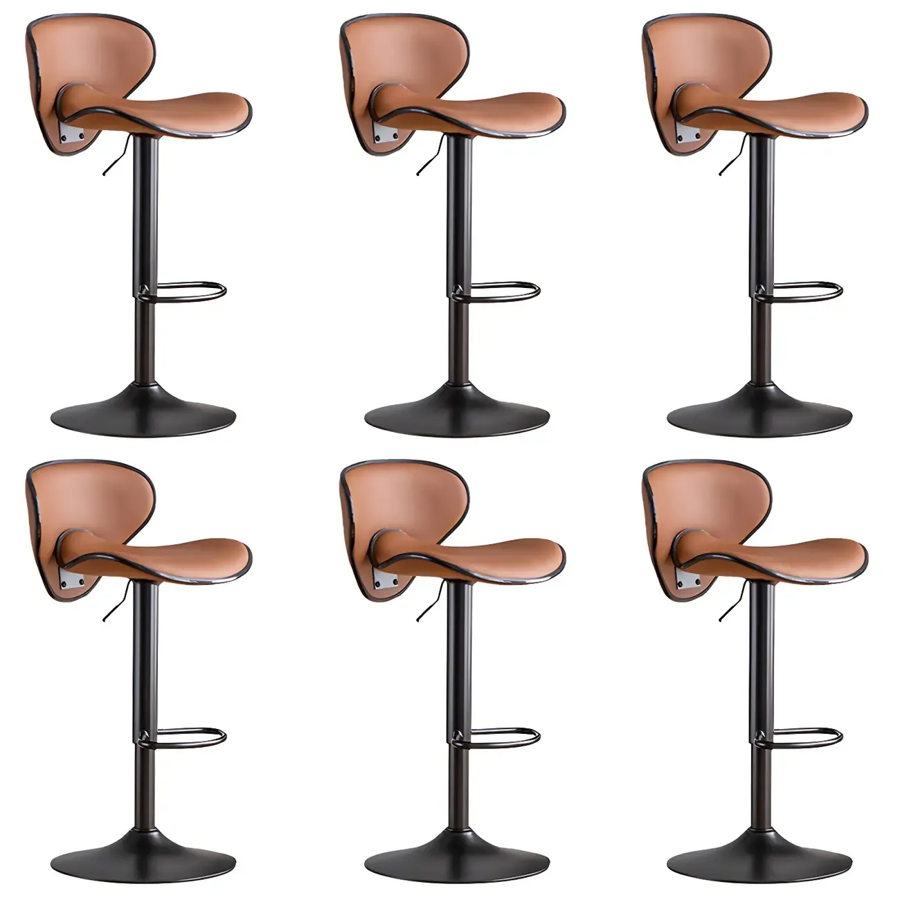 Glam Adjustable Leather Swivel Bar Stools with Backrest for Home Image - 39