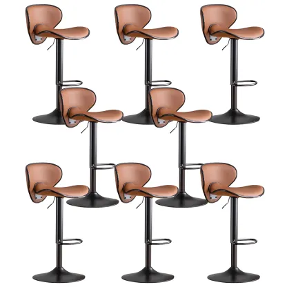 Glam Adjustable Leather Swivel Bar Stools with Backrest for Home Image - 40
