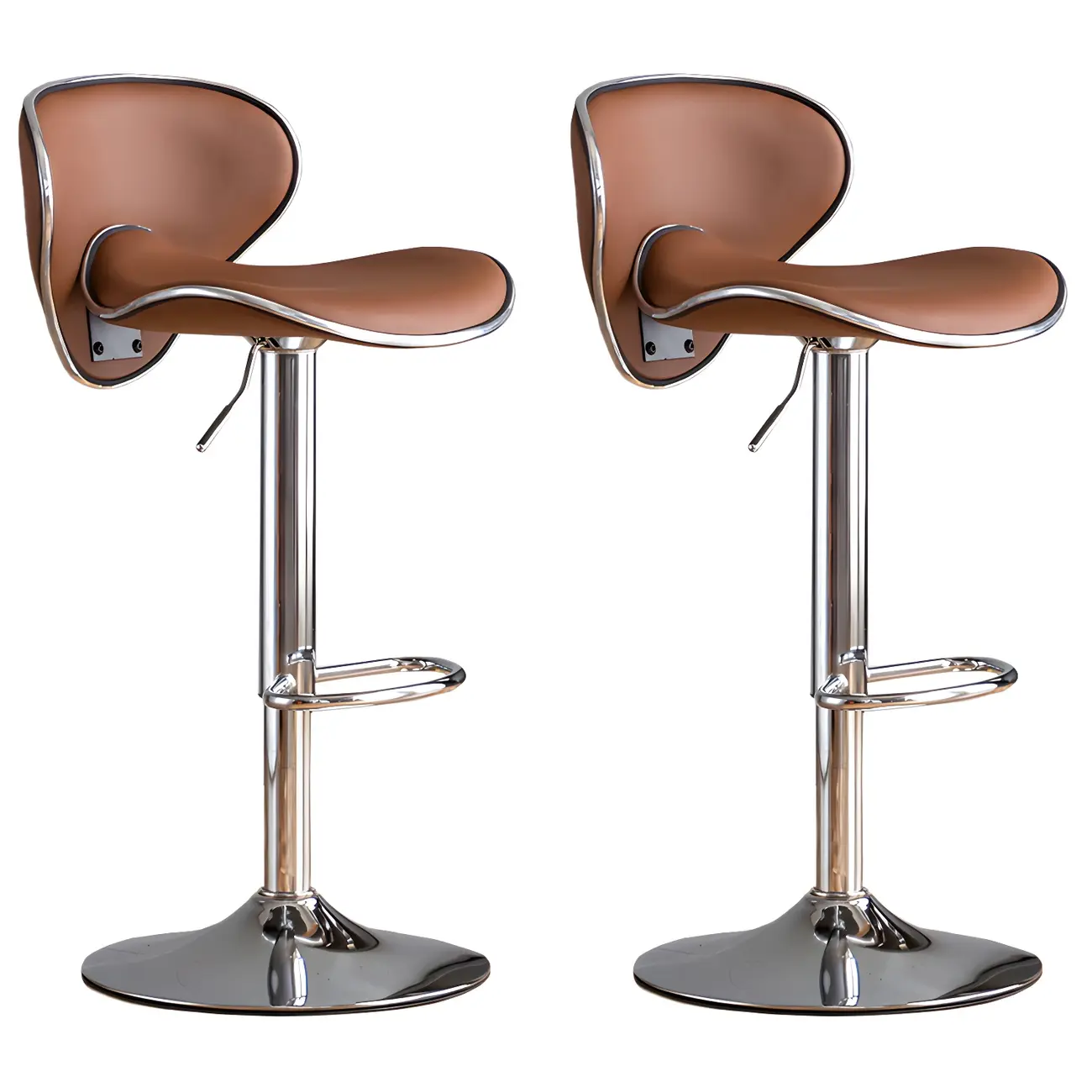 Glam Adjustable Leather Swivel Bar Stools with Backrest for Home Image - 42 | homeyfad