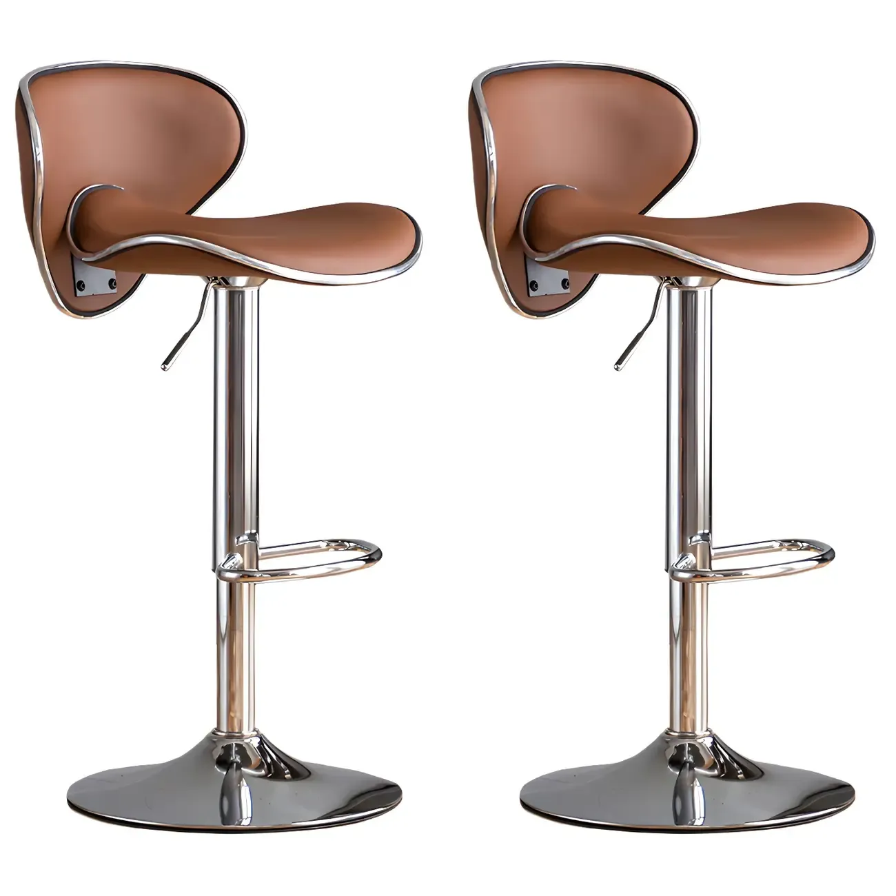 Glam Adjustable Leather Swivel Bar Stools with Backrest for Home Image - 42