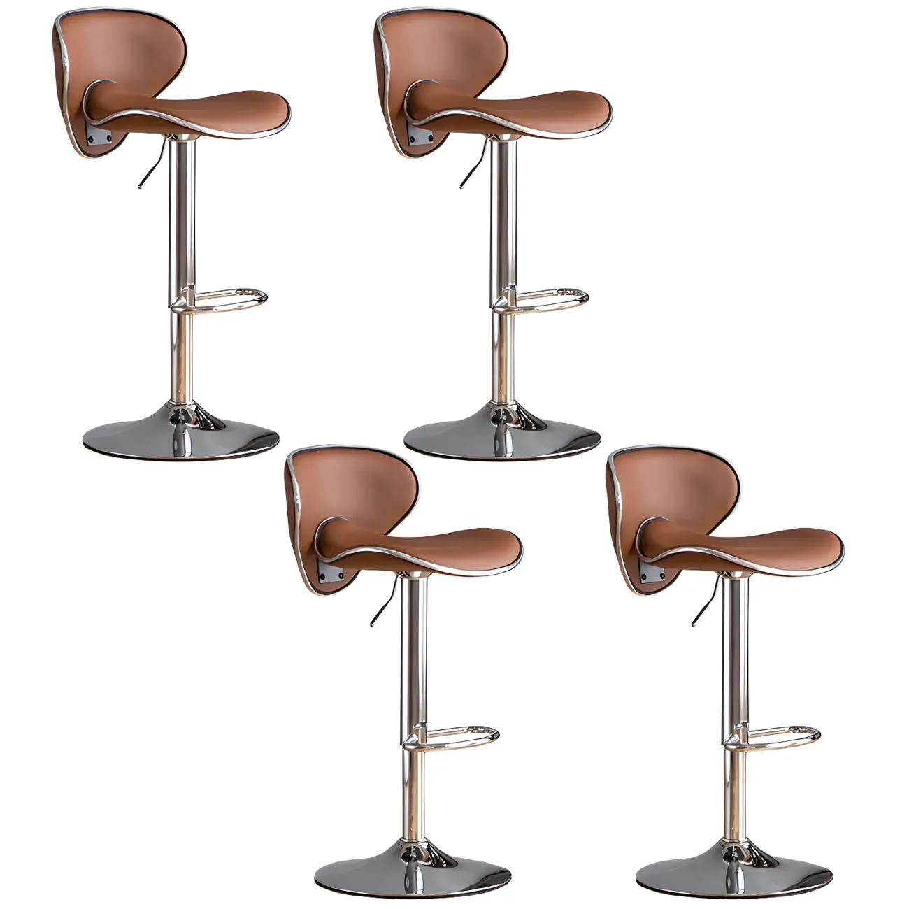 Glam Adjustable Leather Swivel Bar Stools with Backrest for Home Image - 43