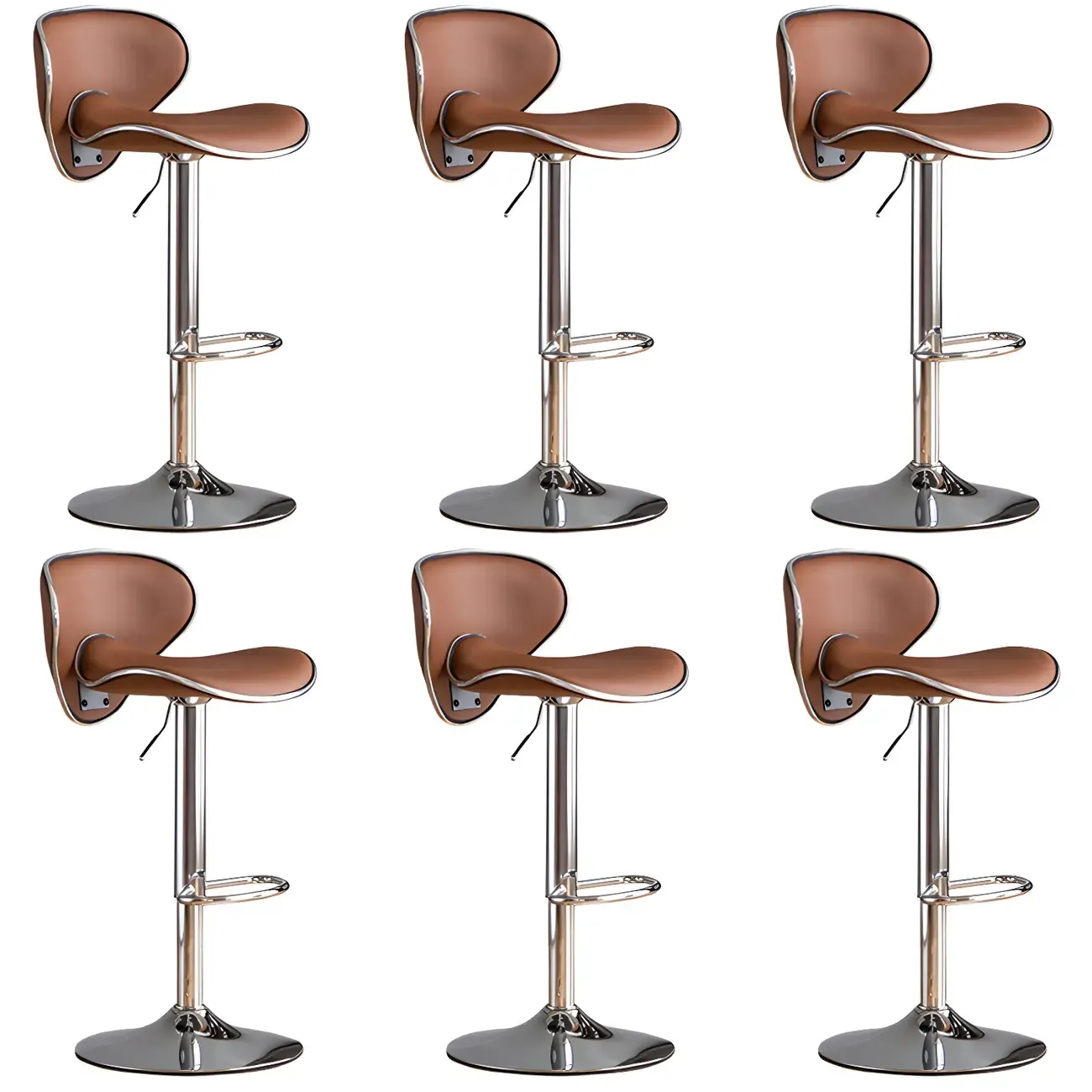 Glam Adjustable Leather Swivel Bar Stools with Backrest for Home Image - 44