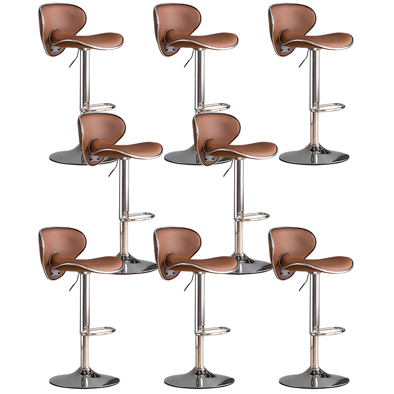 Glam Adjustable Leather Swivel Bar Stools with Backrest for Home Image - 45 | homeyfad