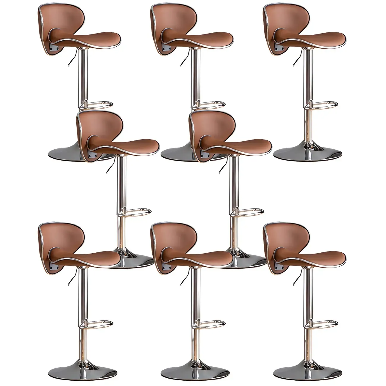 Glam Adjustable Leather Swivel Bar Stools with Backrest for Home Image - 45