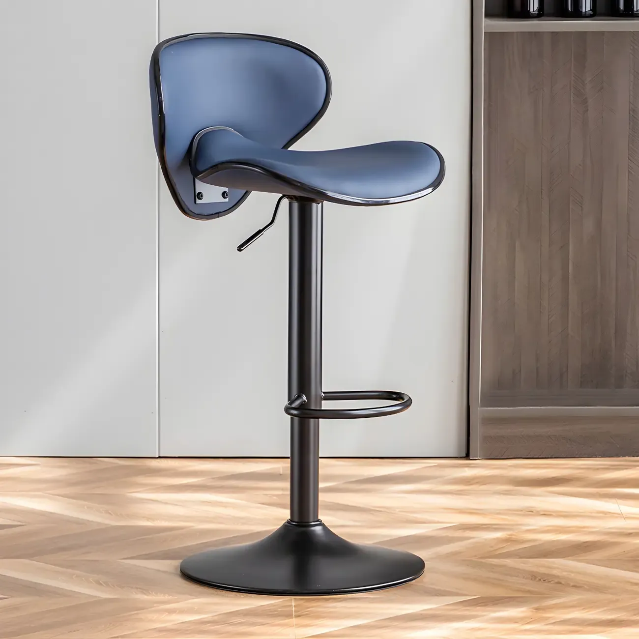 Glam Adjustable Leather Swivel Bar Stools with Backrest for Home Image - 46