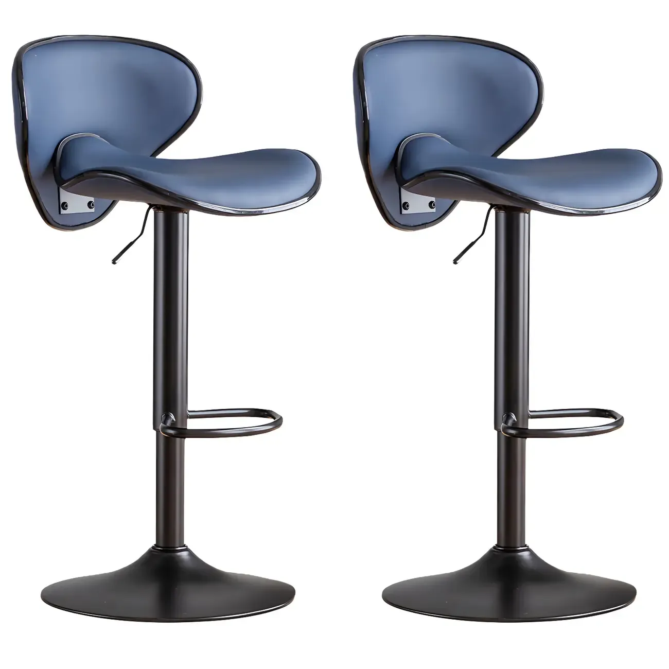 Glam Adjustable Leather Swivel Bar Stools with Backrest for Home Image - 47