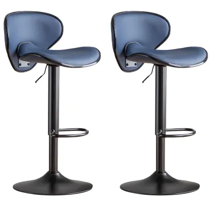 Glam Adjustable Leather Swivel Bar Stools with Backrest for Home Image - 47