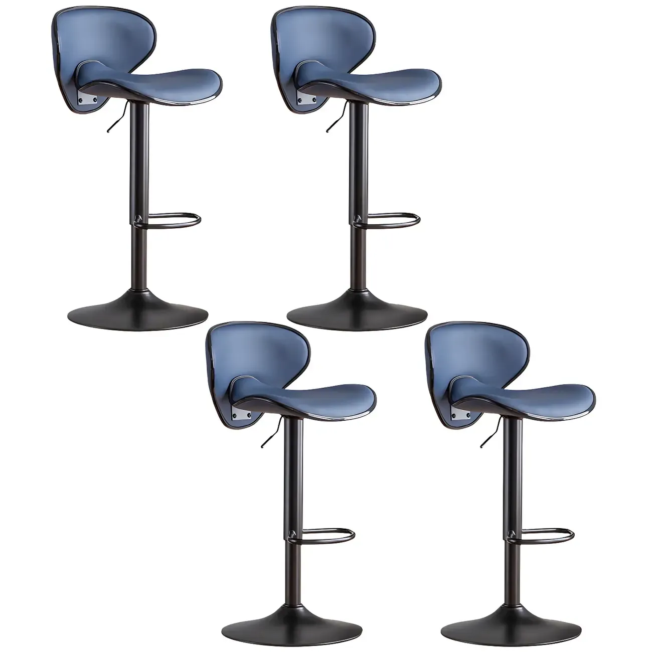 Glam Adjustable Leather Swivel Bar Stools with Backrest for Home Image - 48