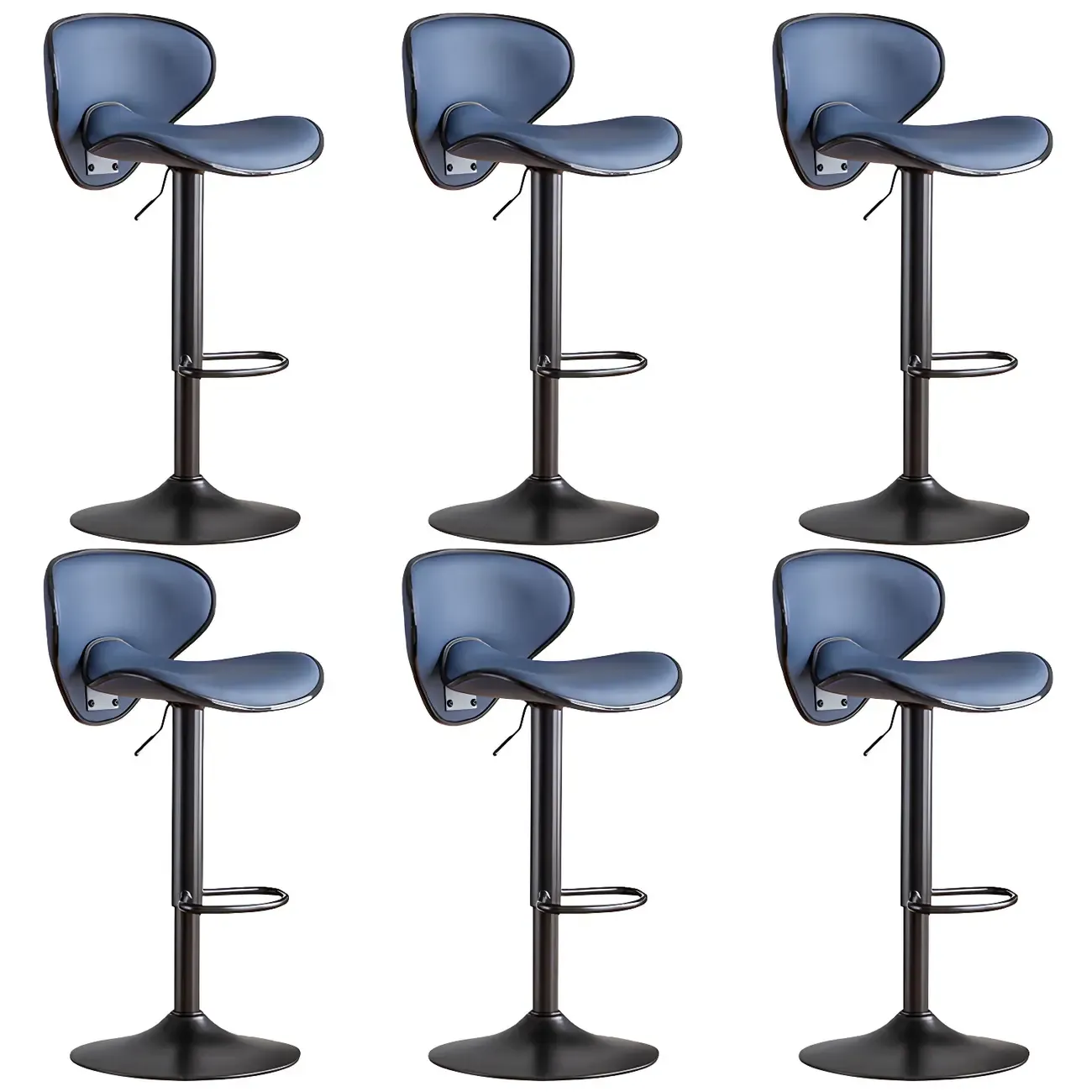 Glam Adjustable Leather Swivel Bar Stools with Backrest for Home Image - 49