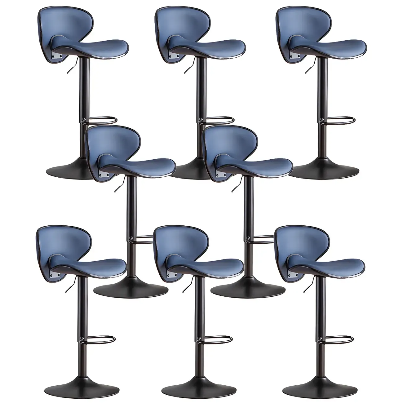 Glam Adjustable Leather Swivel Bar Stools with Backrest for Home Image - 50
