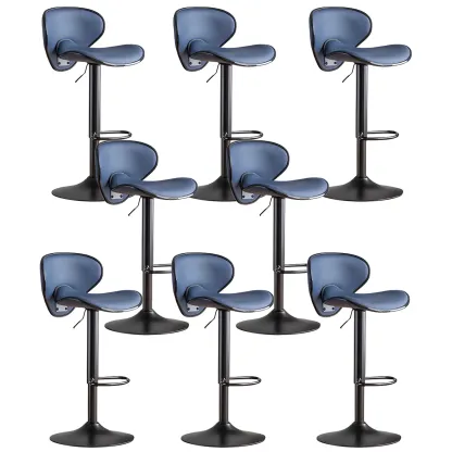 Glam Adjustable Leather Swivel Bar Stools with Backrest for Home Image - 50
