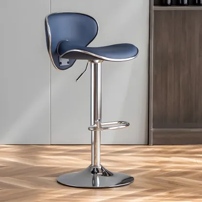 Glam Adjustable Leather Swivel Bar Stools with Backrest for Home Image - 51