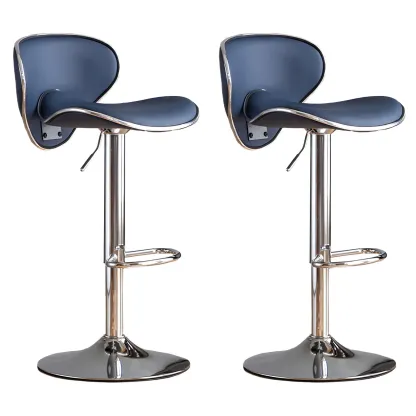 Glam Adjustable Leather Swivel Bar Stools with Backrest for Home Image - 52