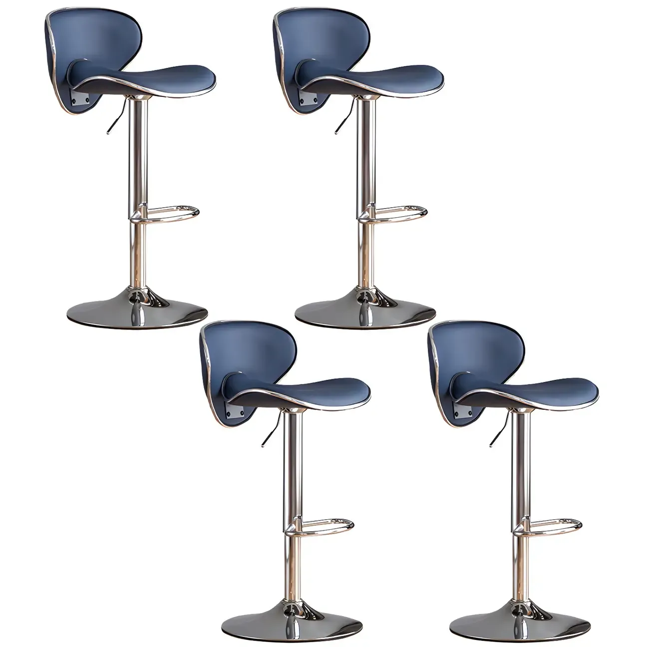 Glam Adjustable Leather Swivel Bar Stools with Backrest for Home Image - 53