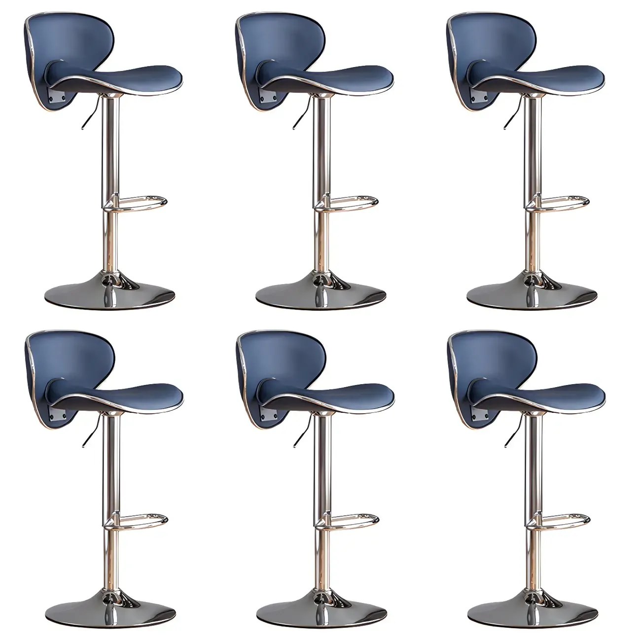 Glam Adjustable Leather Swivel Bar Stools with Backrest for Home Image - 54