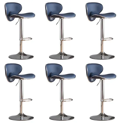 Glam Adjustable Leather Swivel Bar Stools with Backrest for Home Image - 54