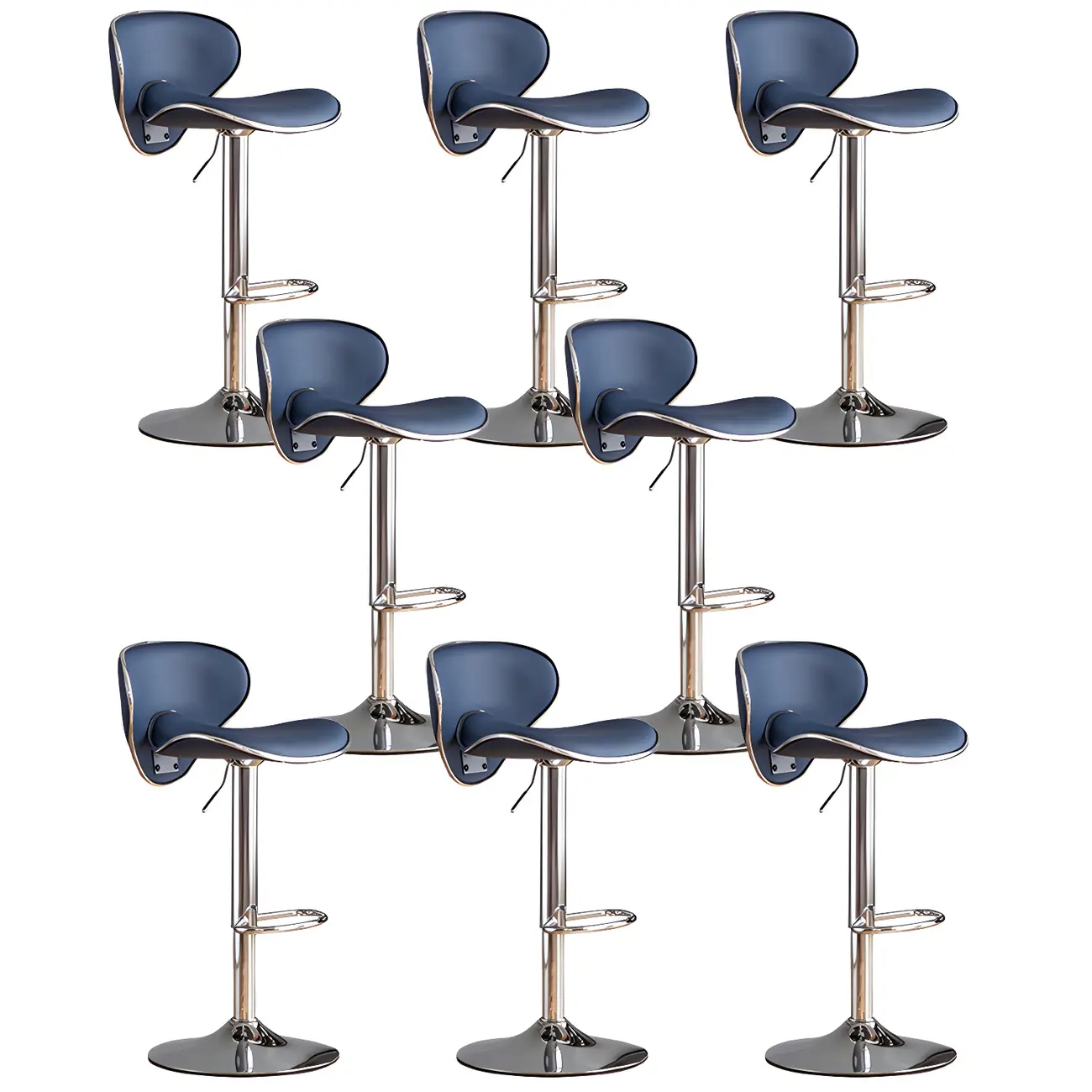 Glam Adjustable Leather Swivel Bar Stools with Backrest for Home Image - 55 | homeyfad