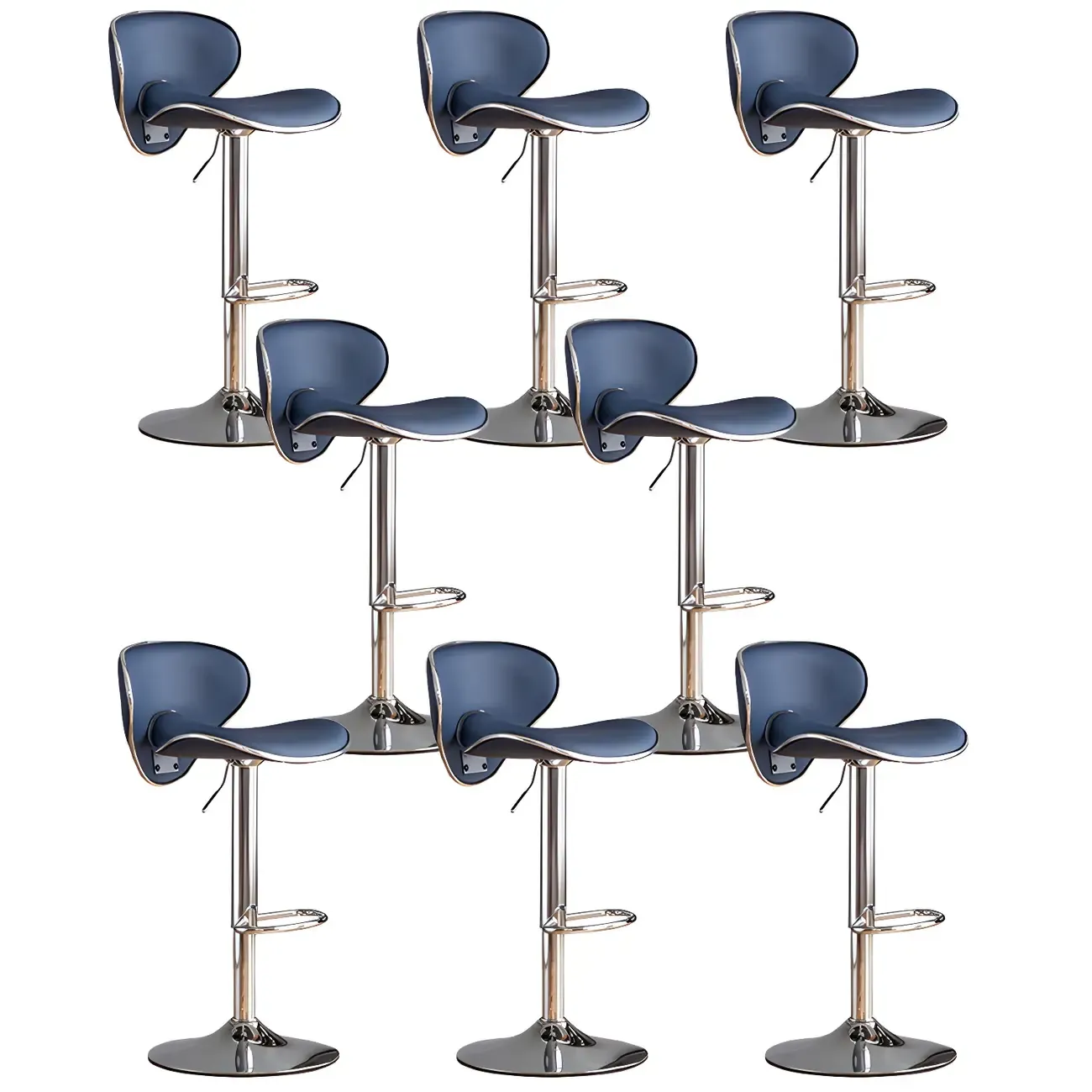 Glam Adjustable Leather Swivel Bar Stools with Backrest for Home Image - 55