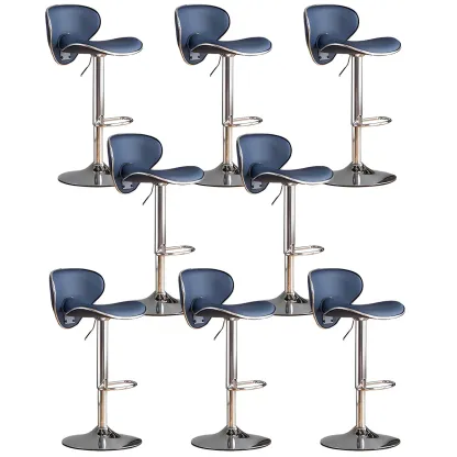 Glam Adjustable Leather Swivel Bar Stools with Backrest for Home Image - 55