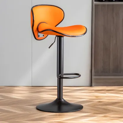 Glam Adjustable Leather Swivel Bar Stools with Backrest for Home Image - 56