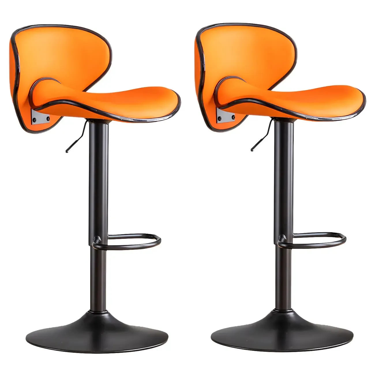 Glam Adjustable Leather Swivel Bar Stools with Backrest for Home Image - 57