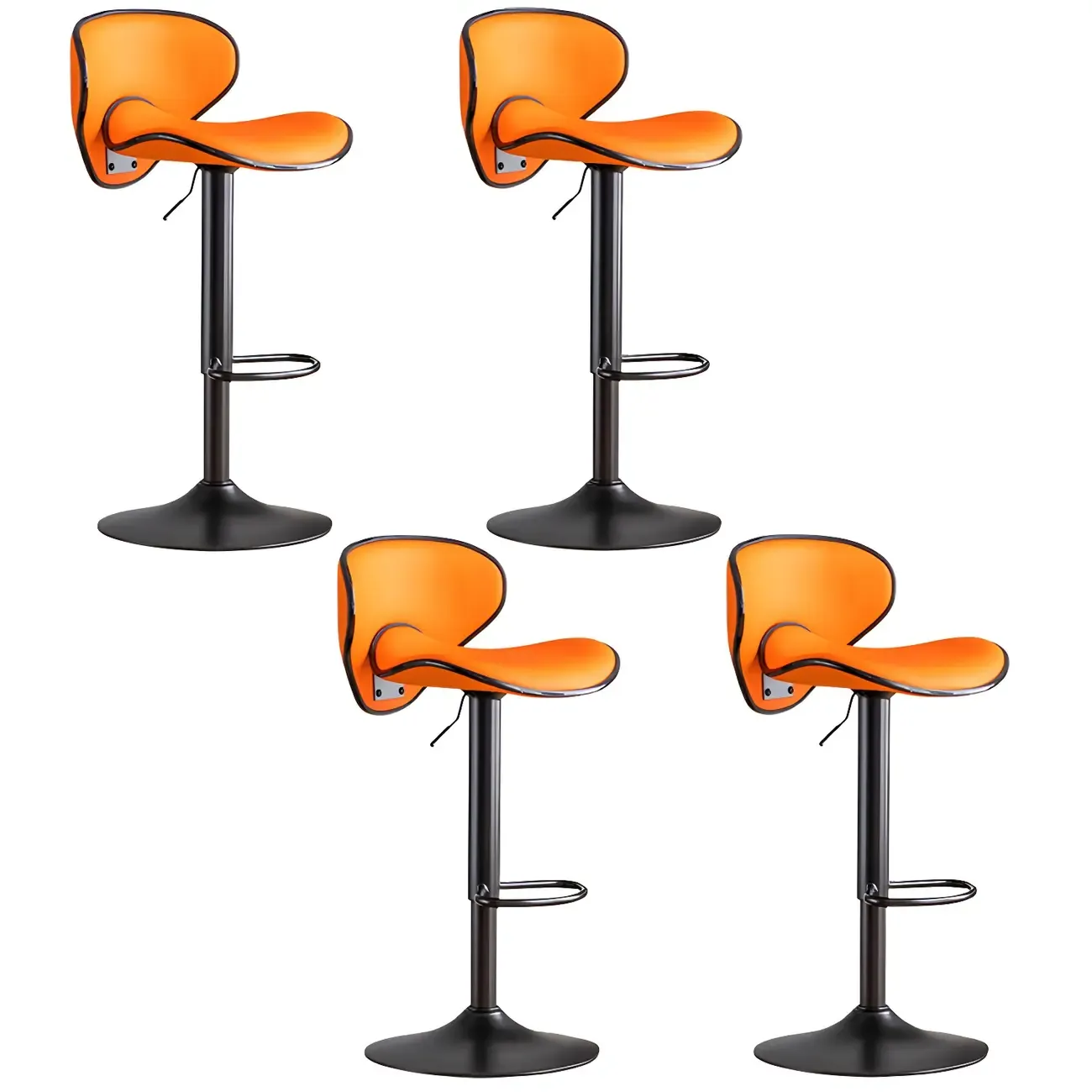 Glam Adjustable Leather Swivel Bar Stools with Backrest for Home Image - 58