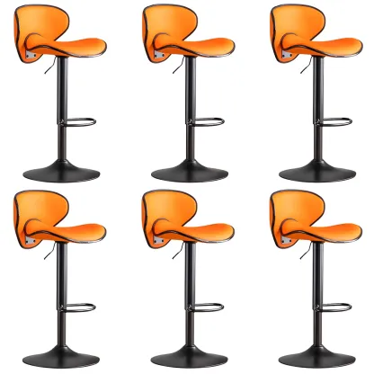 Glam Adjustable Leather Swivel Bar Stools with Backrest for Home Image - 59