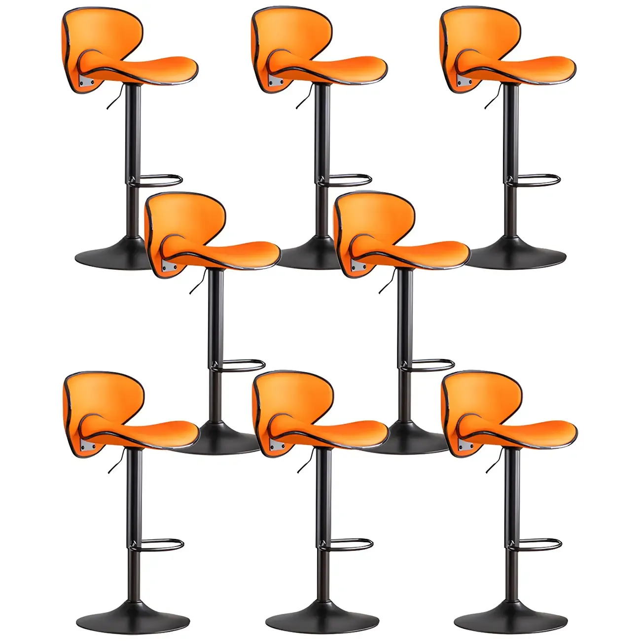 Glam Adjustable Leather Swivel Bar Stools with Backrest for Home Image - 60