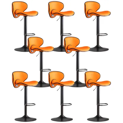 Glam Adjustable Leather Swivel Bar Stools with Backrest for Home Image - 60