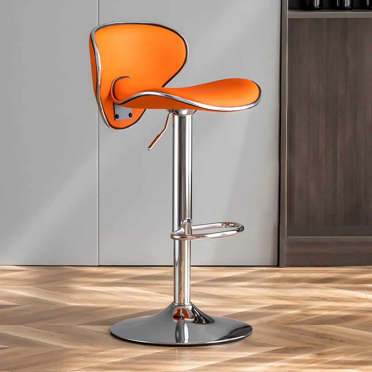 Glam Adjustable Leather Swivel Bar Stools with Backrest for Home Image - 61