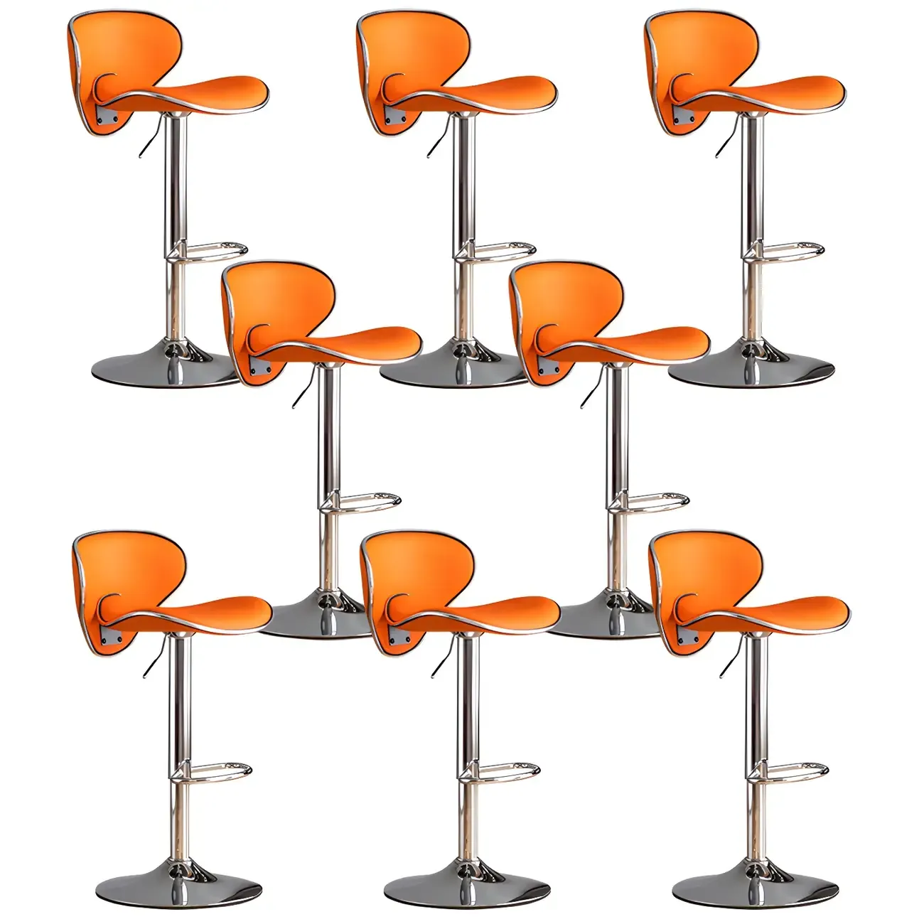 Glam Adjustable Leather Swivel Bar Stools with Backrest for Home Image - 65