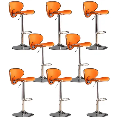 Glam Adjustable Leather Swivel Bar Stools with Backrest for Home Image - 65