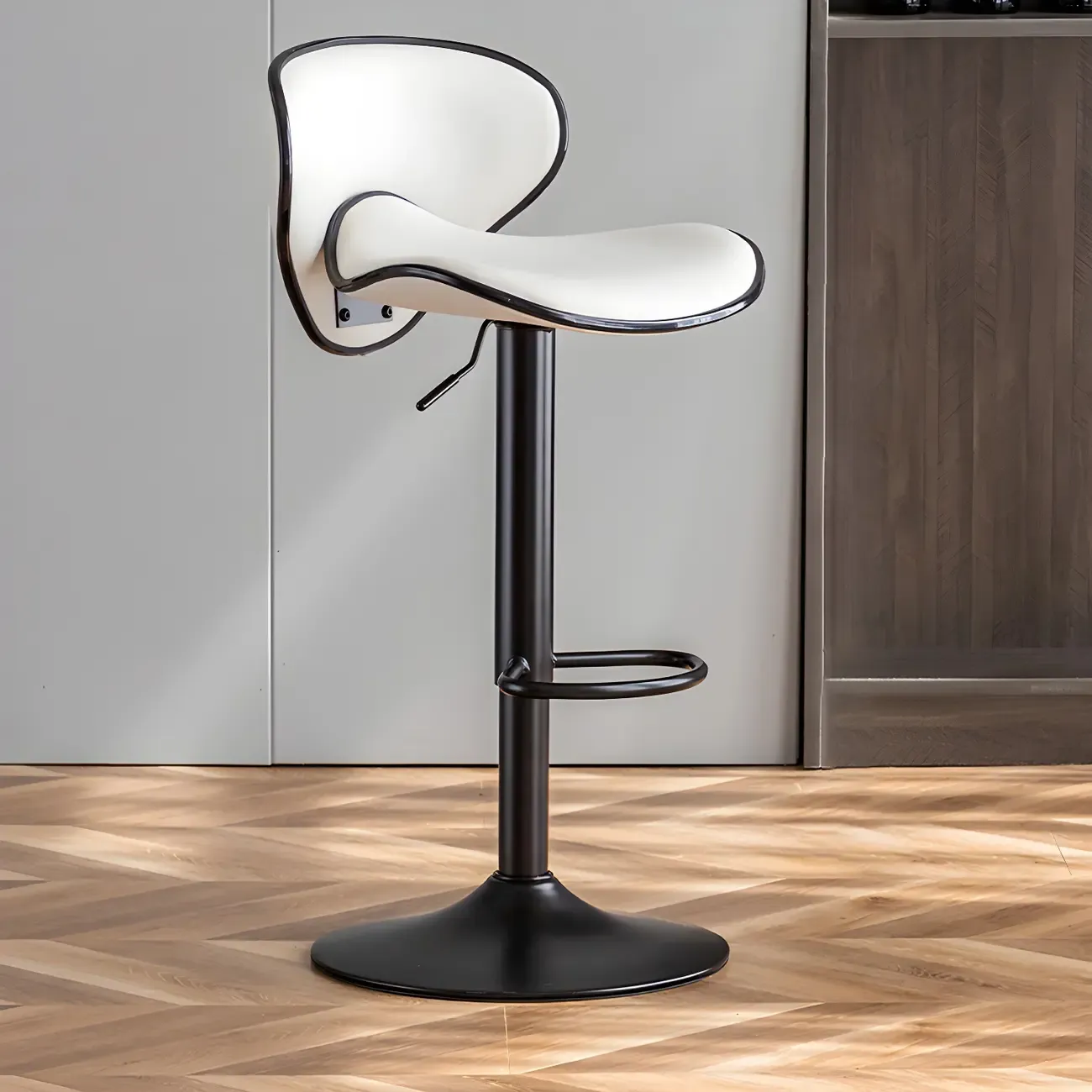 Glam Adjustable Leather Swivel Bar Stools with Backrest for Home Image - 66