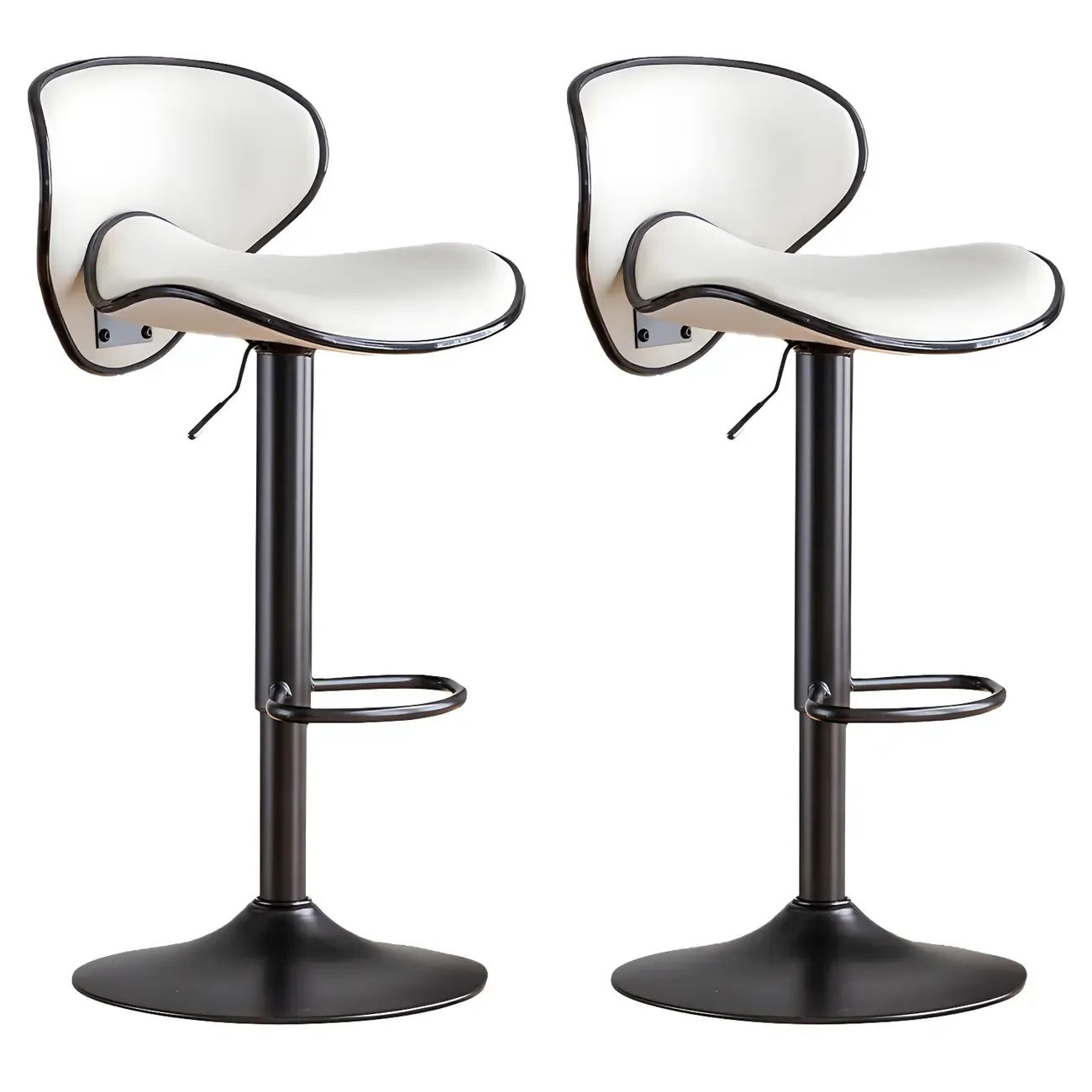 Glam Adjustable Leather Swivel Bar Stools with Backrest for Home Image - 67