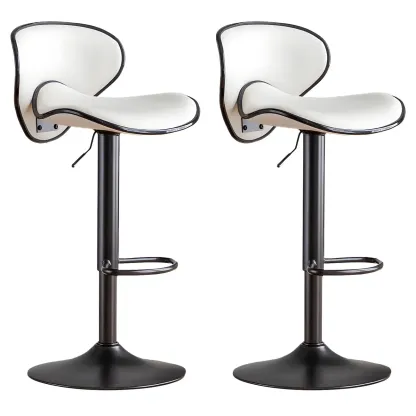 Glam Adjustable Leather Swivel Bar Stools with Backrest for Home Image - 67