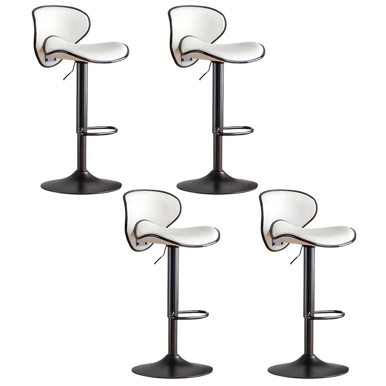 Glam Adjustable Leather Swivel Bar Stools with Backrest for Home Image - 68 | homeyfad