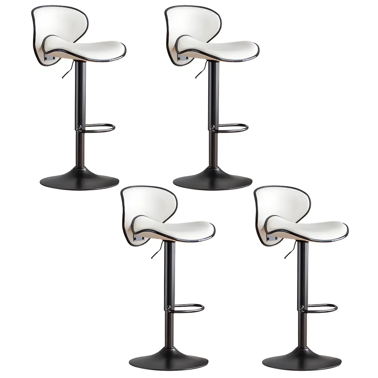 Glam Adjustable Leather Swivel Bar Stools with Backrest for Home Image - 68