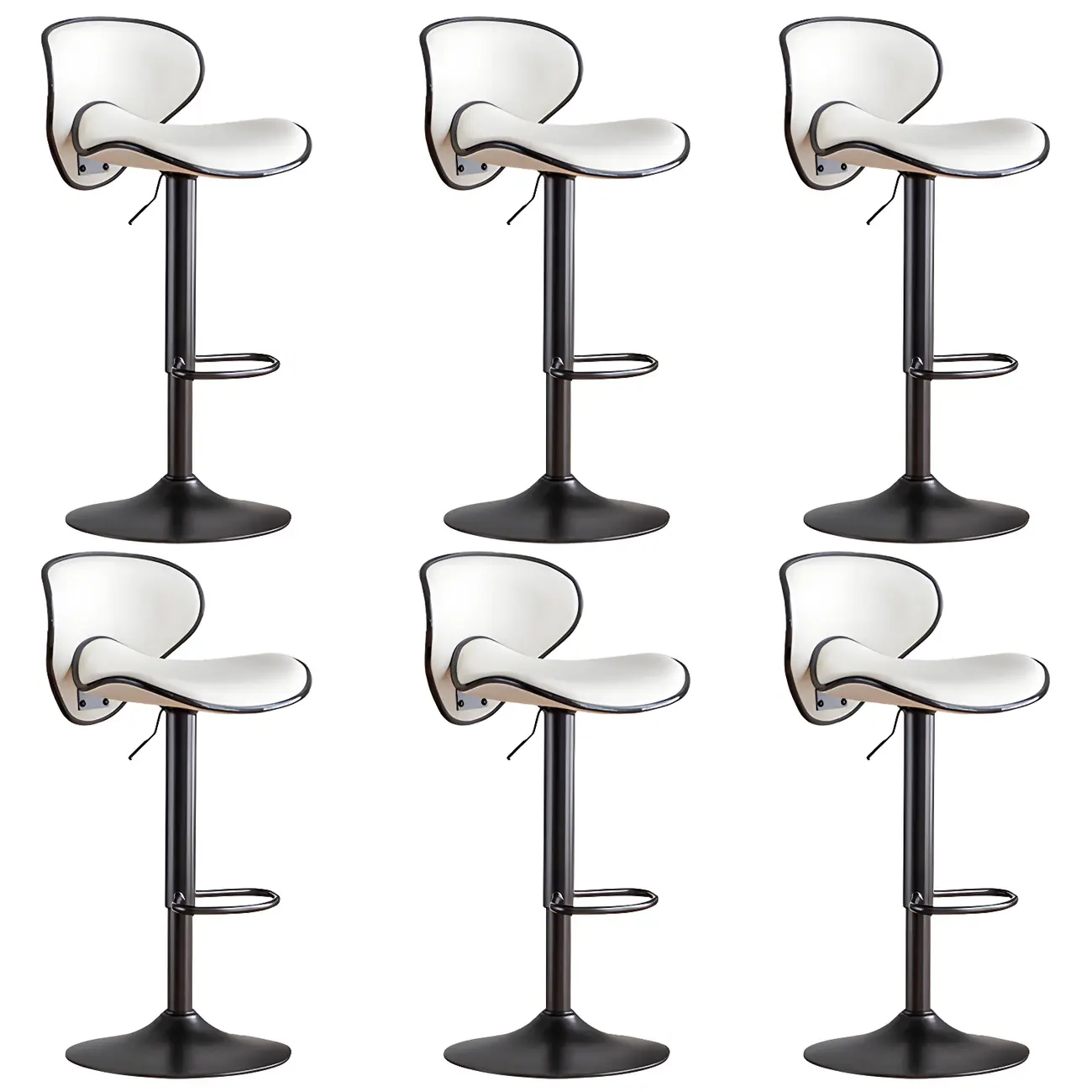Glam Adjustable Leather Swivel Bar Stools with Backrest for Home Image - 69 | homeyfad