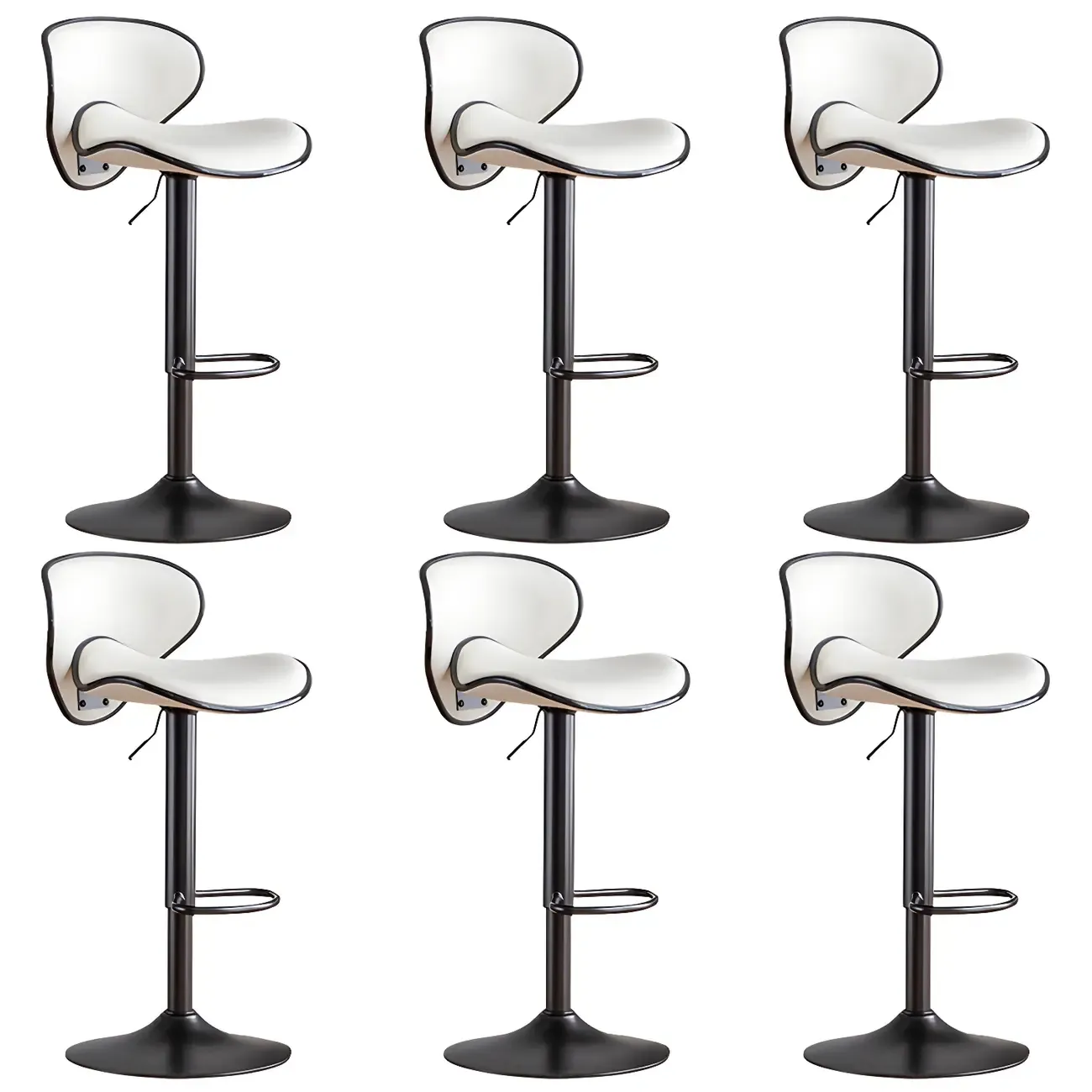 Glam Adjustable Leather Swivel Bar Stools with Backrest for Home Image - 69