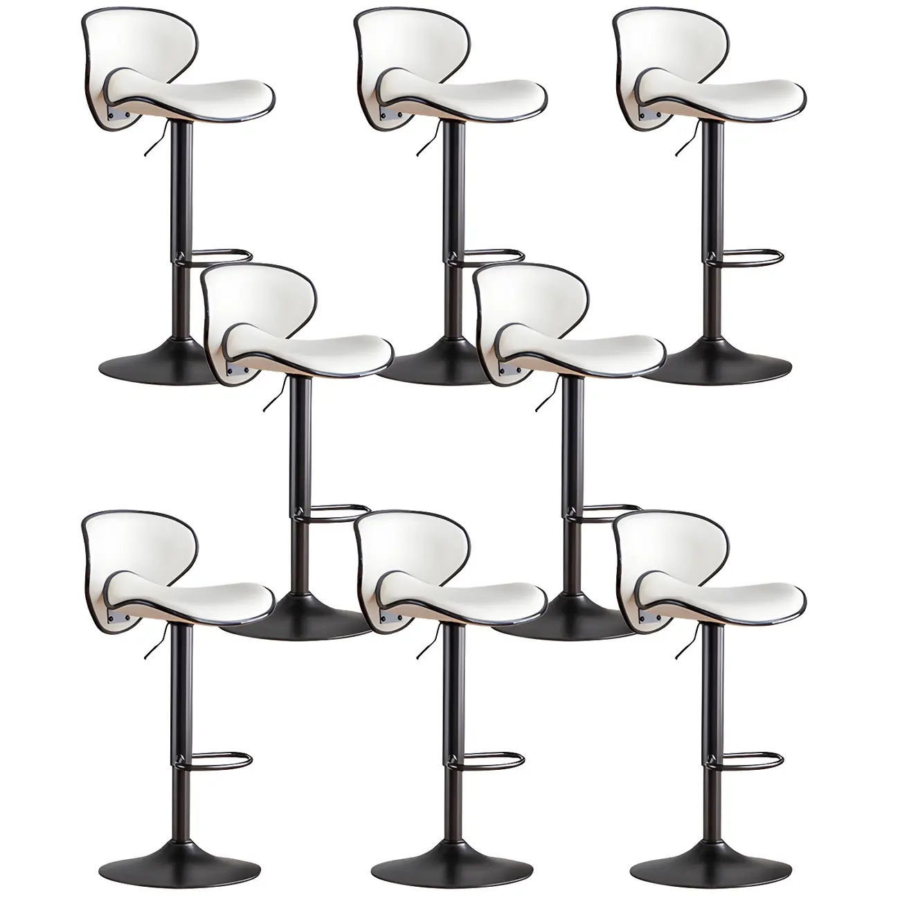 Glam Adjustable Leather Swivel Bar Stools with Backrest for Home Image - 70 | homeyfad