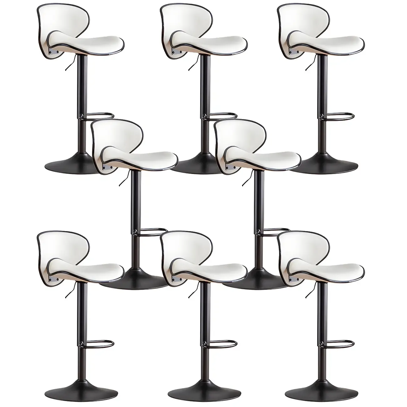 Glam Adjustable Leather Swivel Bar Stools with Backrest for Home Image - 70