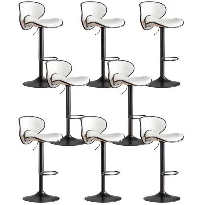 Glam Adjustable Leather Swivel Bar Stools with Backrest for Home Image - 70