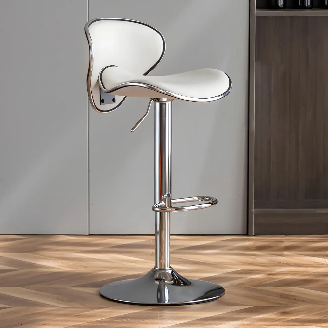Glam Adjustable Leather Swivel Bar Stools with Backrest for Home Image - 71