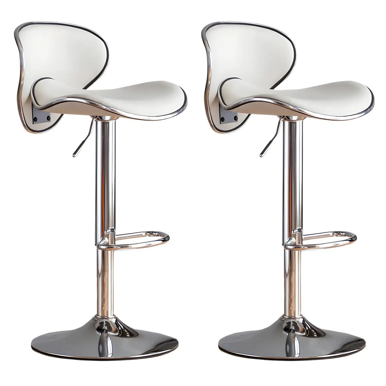 Glam Adjustable Leather Swivel Bar Stools with Backrest for Home Image - 72 | homeyfad