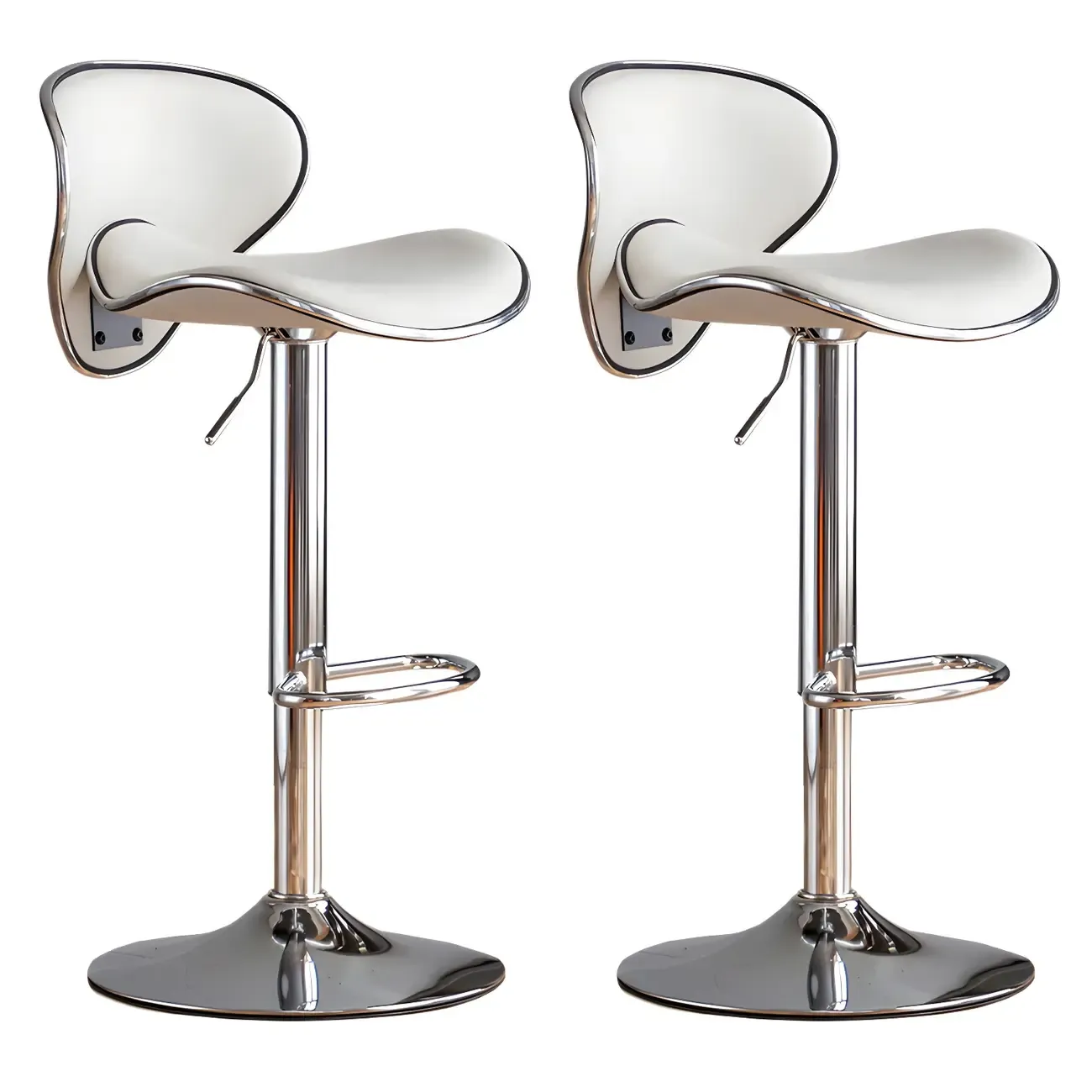 Glam Adjustable Leather Swivel Bar Stools with Backrest for Home Image - 72