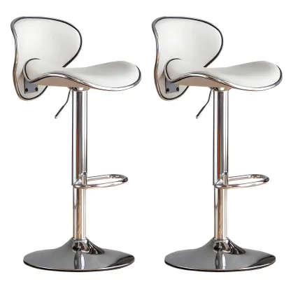 Glam Adjustable Leather Swivel Bar Stools with Backrest for Home Image - 72
